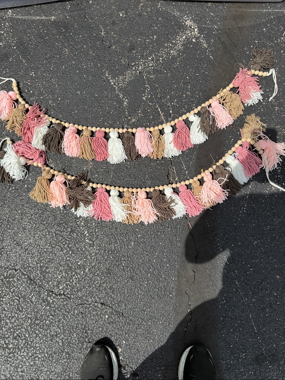Handmade Tassel Garland in Pink, Cream & Brown